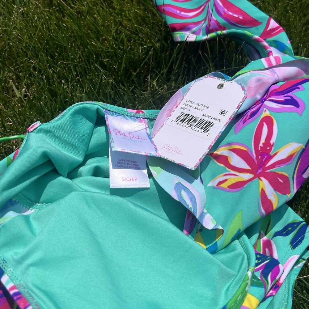 Stella Parker Floral Ruffle One Piece Swimsuit Tropical KL3TM16 NWT‎ $108 Small - Picture 4 of 8